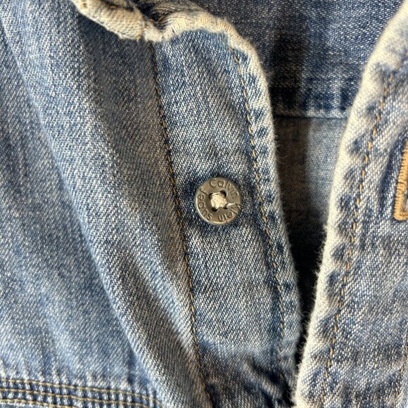 CK Calvin Klein Mens Denim Shirt Small Blue Logo y2K 90s vintage button up layer - Picture 9 of 11